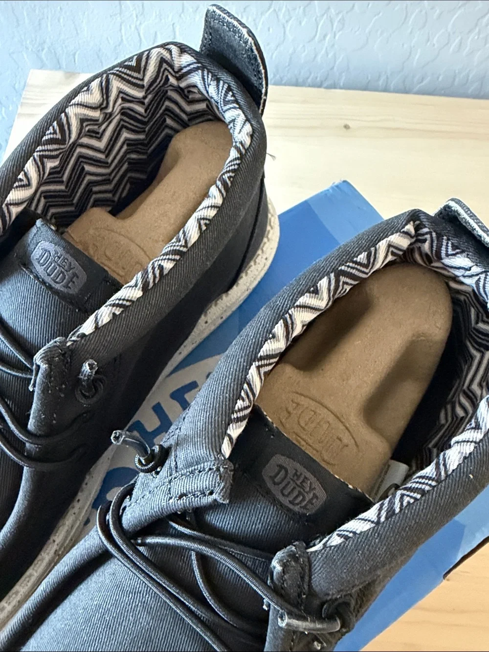 Hey Dude Black Wally Mid Canvas with White Speckled Sole